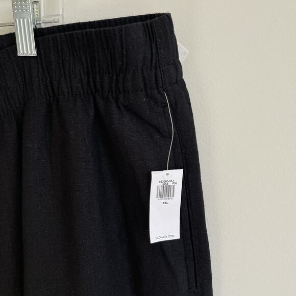 Old Navy Women's XXL Linen blend Wide Leg Pull On Pants Comfort Waist Black - Picture 3 of 15